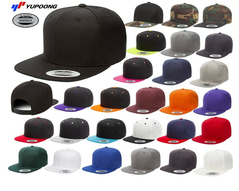 YUPOONG Classic SNAPBACK Baseball Cap FLAT BILL Adjustable Hat New!