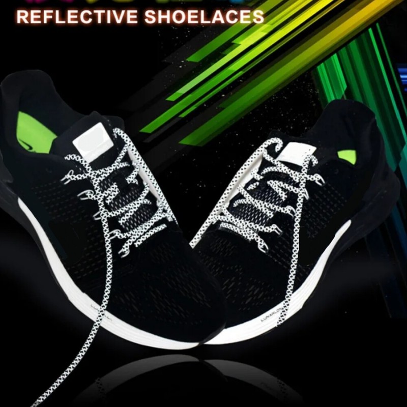 1 Pair Round Reflective Shoe laces Replacement Rope for Sneakers Running Shoes gallery