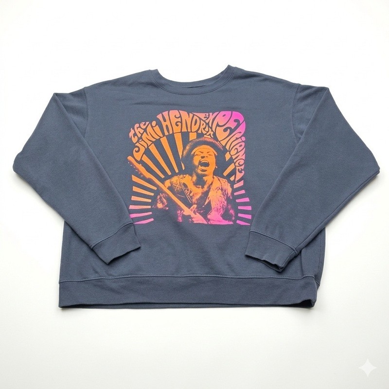 Men’s Extra Large Jimi Hendrix Experience Sweatshirt Grey Crewneck Authentic Hen