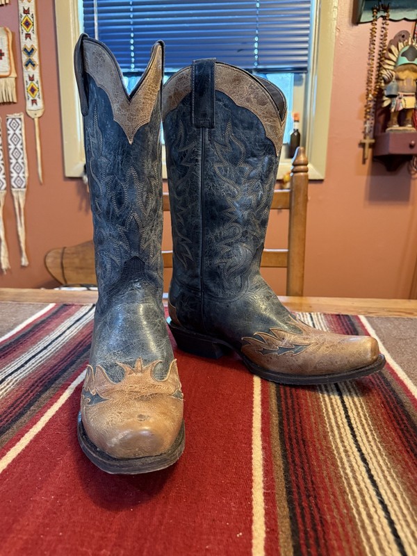 STETSON COWBOY BOOTS – Men’s 8.5 D – Sundance Kid – Washed Crater Black –