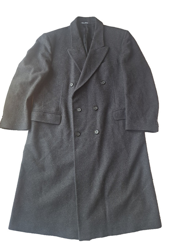 Vintage Men’s Wool Double-Breasted Overcoat Charcoal Gray Size Large/XL