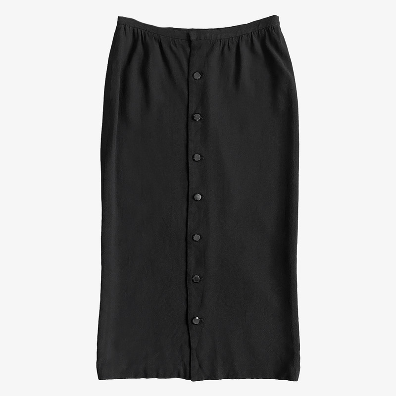 VALENTINO BOUTIQUE Vintage 80's Black Italian Button-Up Midi Skirt gallery