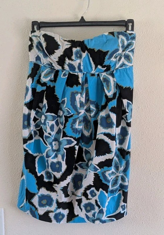 Speechless Strapless Sundress Built in Bra Aqua Blue Floral Junior’s Size 9