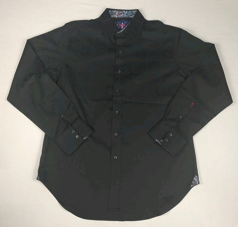 Robert Graham Knowledge Wisdom Truth Men Black Textured Shirt Size Large