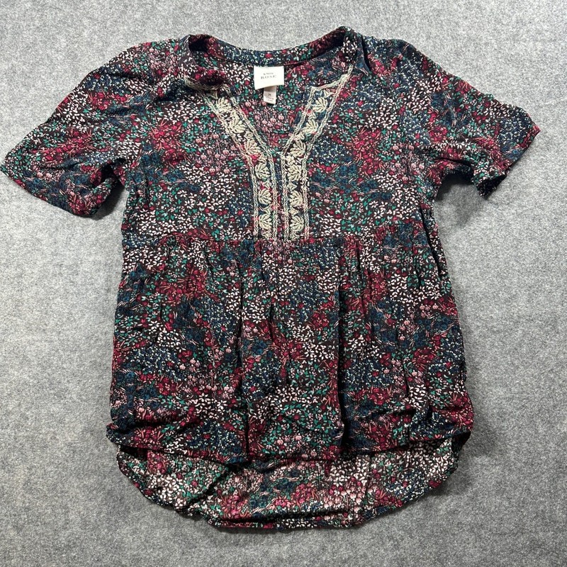 Knox Rose Blouse Women Medium Multicolor Floral Embroidered Boho Peasant Top