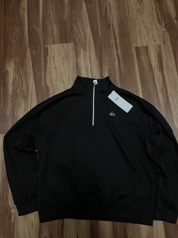 Allo Men’s Black 1/4 Zip Mock Neck Logo Pullover Sweatshirt Size XXL