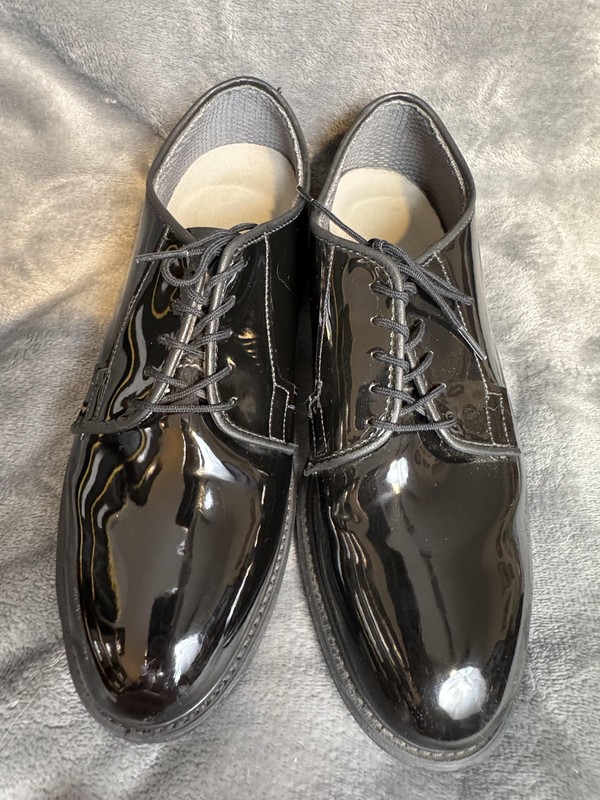 Bates 12-D-1017 Shoes Mens Size 7 Black Patent Dress Derby Vibram Sole Lined gallery