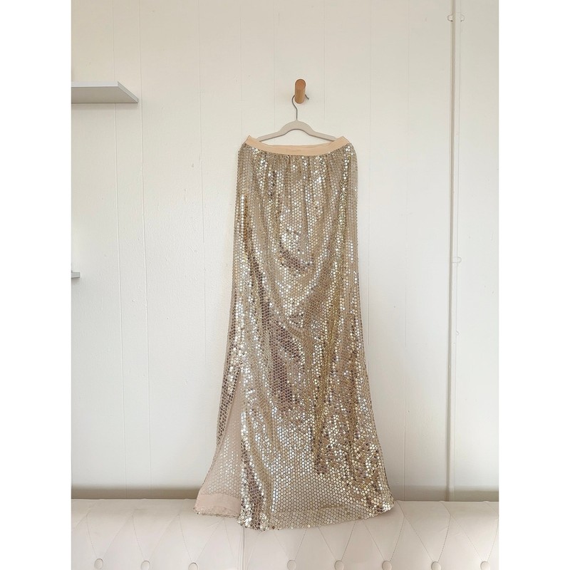 Archival Liquid Gold Sequin Maxi Skirt Circa 1970s/1980s Vintage Bespoke Atelier