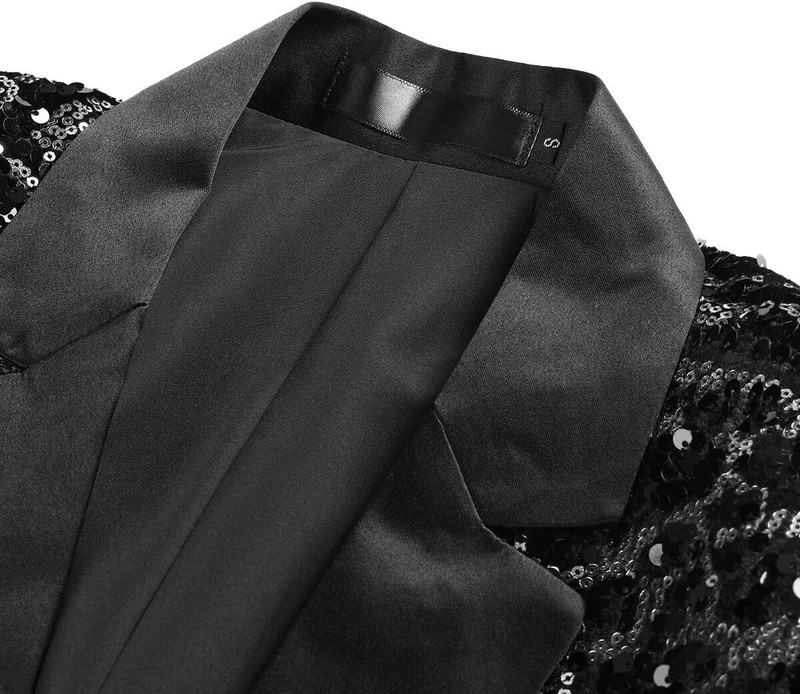 Mens One Button Sequin Blazer Party Festival Tuxedo Jacket Slim Fit Coat gallery