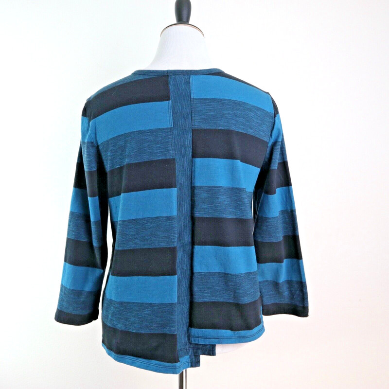 Habitat Size M Stripe Asymmetrical Hem Tee Jersey Blue Black gallery