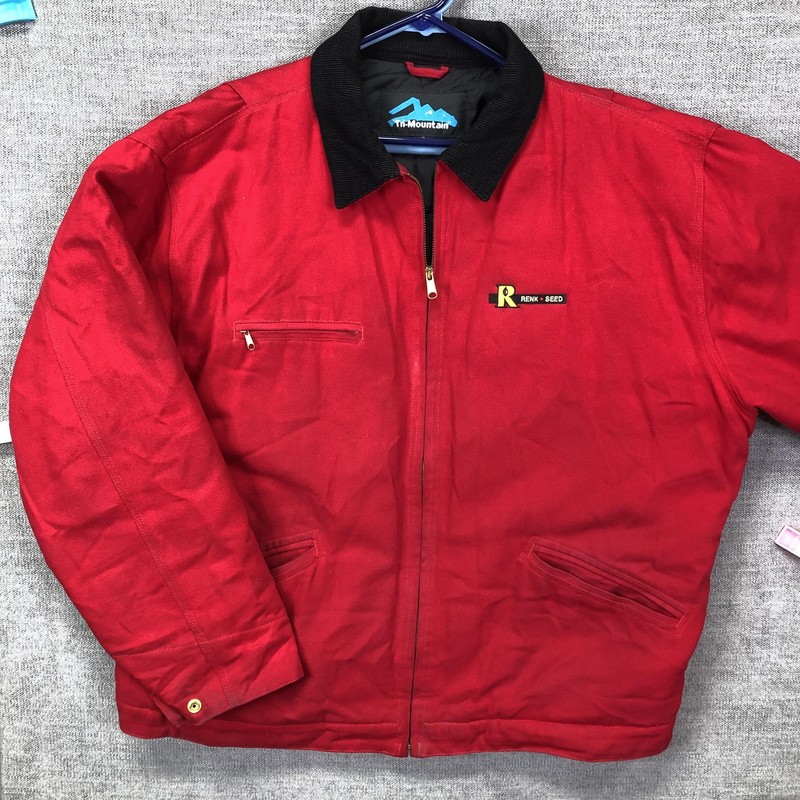 Tri-Mountain Jacket Mens XL Red Canvas Workwear Bomber Quilted Insulated