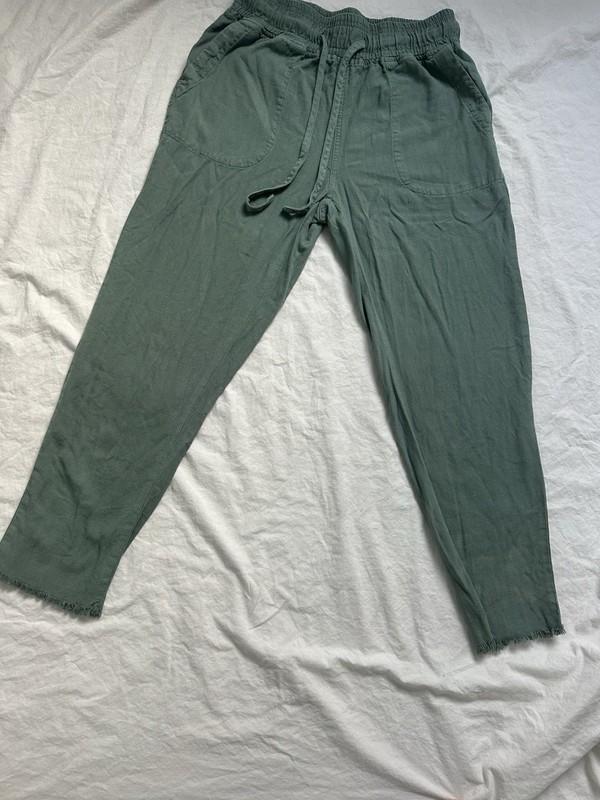 Thread + Supply Women’s Green Solid Jogger Pants w/ Pockets, Drawstring XS