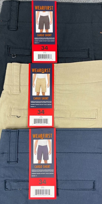 Wearfirst Men’s Lot of 3 Cargo Shorts Black, Tan & Blue Pick Your Size NWT