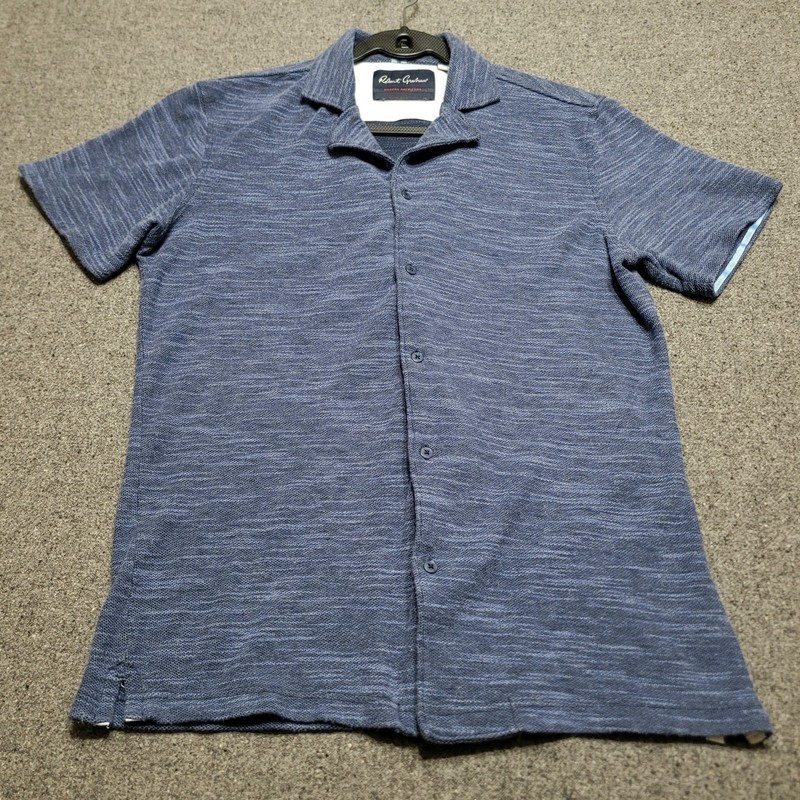 Robert Graham Shirt Men Medium Blue Tailored Fit Cotton Button Down Lightweight