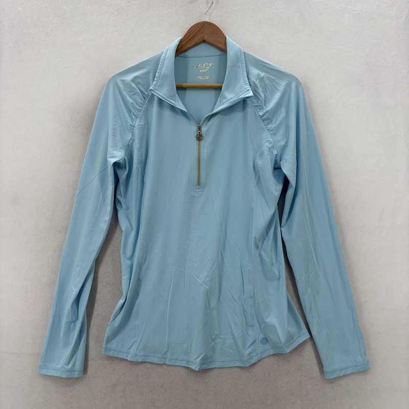 Lilly Pulitzer Luxletic Justine Pullover Womens Large Blue 1/4 Zip UPF 50 Top