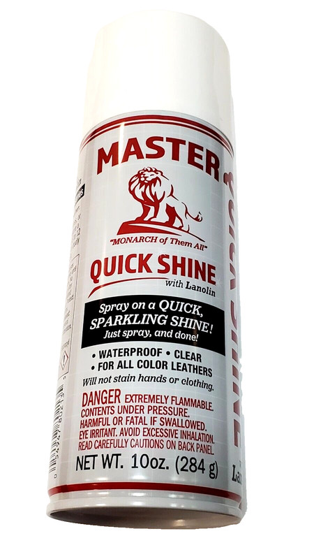Master Quick Shine w/Lanolin Leather Shoe Boot Shine Spray No Buff 10 Oz. (284g)
