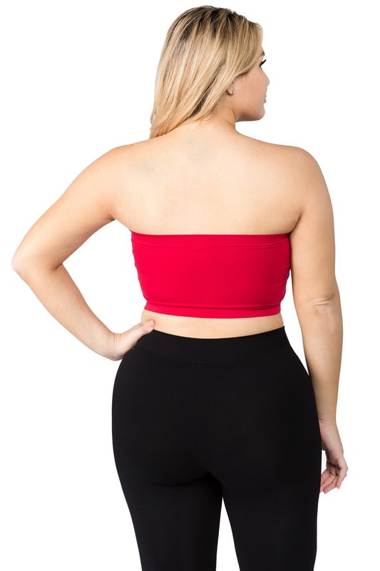 Seamless Solid Cropped Tube Top Bandeau (Plus Size) gallery