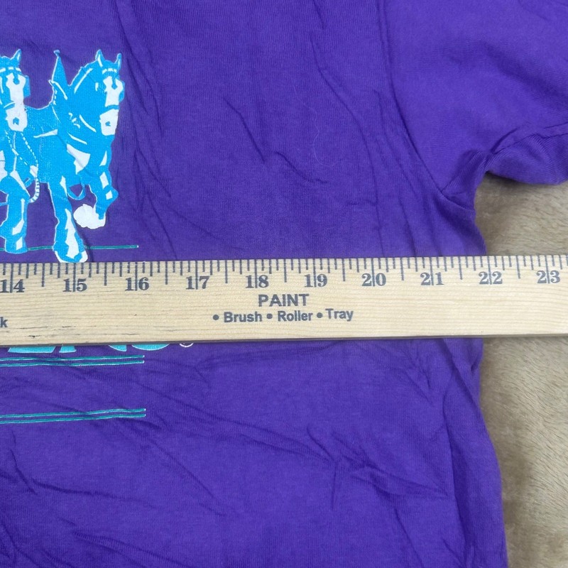 Vintage 90s Busch Gardens Clydesdales Purple T-Shirt XL Anvil Single Stitch USA gallery
