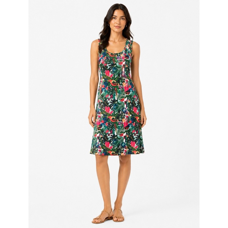 Jade by Melody Tam Tropical Floral Sheath Dress XS Keyhole Back Cotton