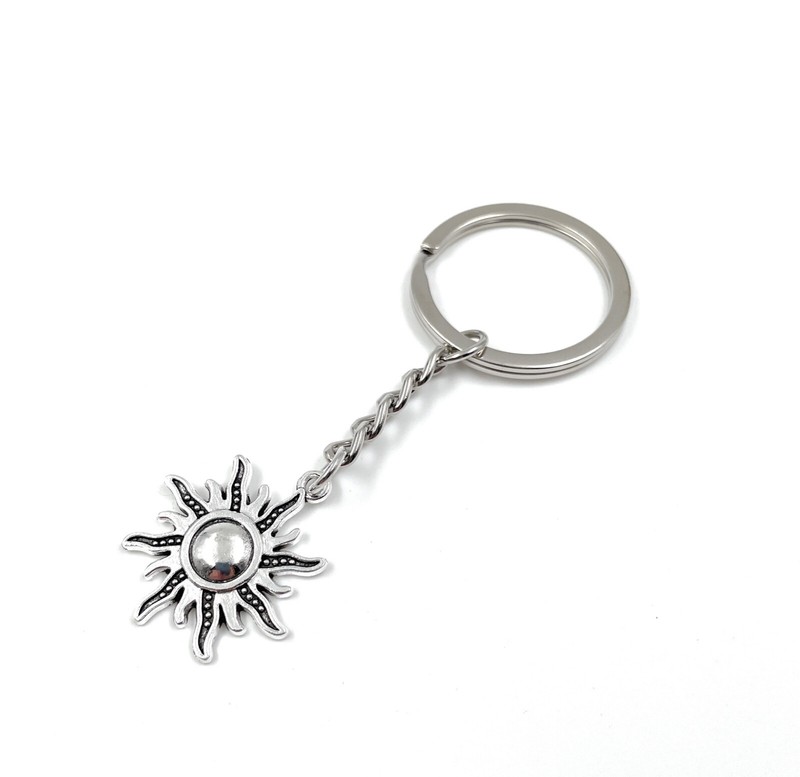 Sun Star Keyring Keychain Silver Metal gallery