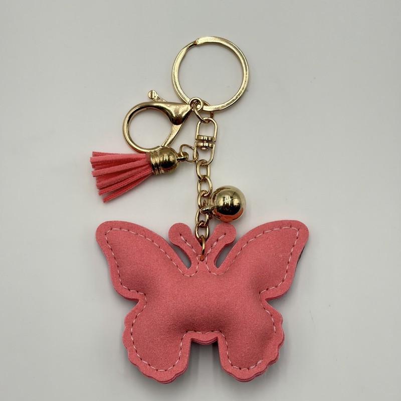 Pink Butterfly Rhinestone Keychain Purse Charm Tassel Gift Box Pendant gallery