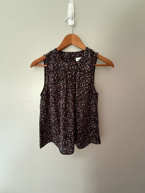 Evereve NWT $78 msrp Multicolor brown/blue/white Sleeveless Top Size XS
