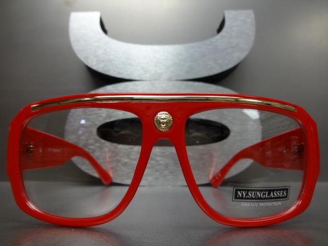 Men's CLASSIC RETRO HIP HOP RAPPER Style Clear Lens EYE GLASSES Thick Red Frame gallery