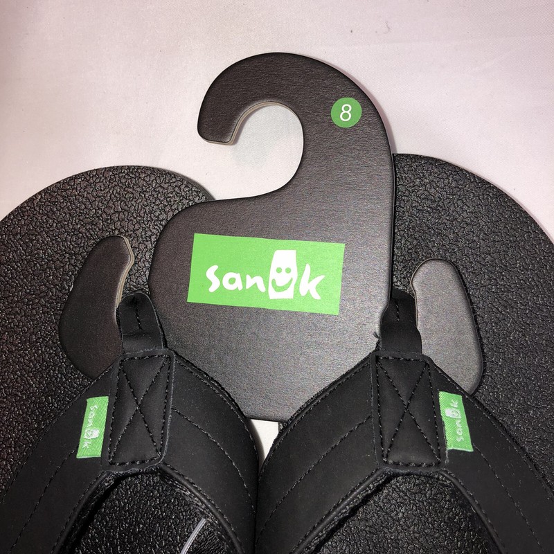 Sanuk Men's Sz 8 Beer Cozy Coaster Flip-Flop Black NWT gallery