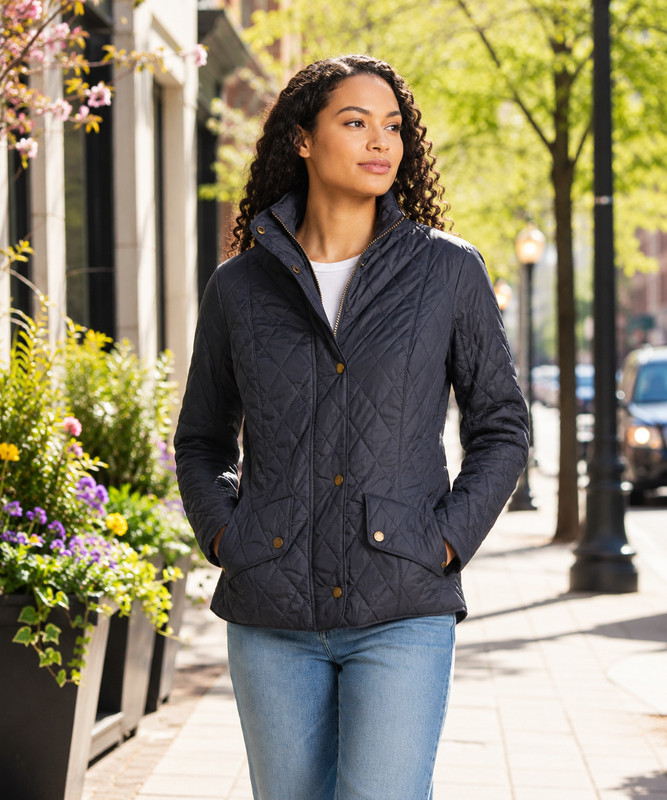 Navy/ Navy ~ Barbour Flyweight Cavalry Quilted Jacket MSRP$260 ~ British Chic gallery