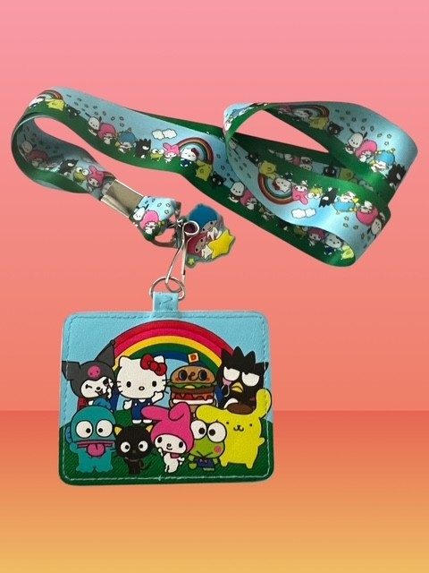 Loungefly Hello Kitty Sanrio Rainbow Group Lanyard with Cardholder New with Tag