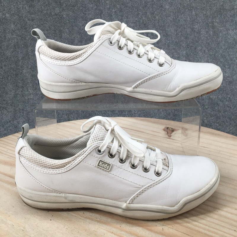 Keds Shoes Womens 7 Athletic Walking Sneakers WH24454W White Leather Lace Up