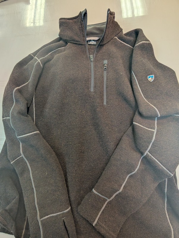 KUHL Pullover CHARCOAL Mens Extra Large Interceptr 1/4 Zip Fleece Outdoor Hiking