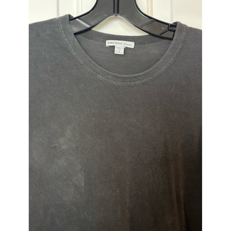 EUC James Perse Mens Stone Washed Charcoal Crew Neck Tee size 2/M gallery