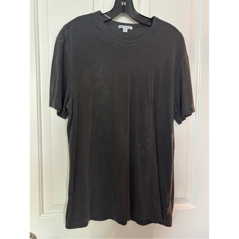 EUC James Perse Mens Stone Washed Charcoal Crew Neck Tee size 2/M