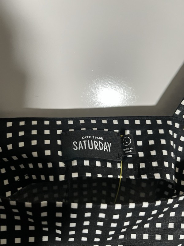 NWT Kate Spade Saturday Apron Tank Sleeveless Black/White Check Preppy gallery