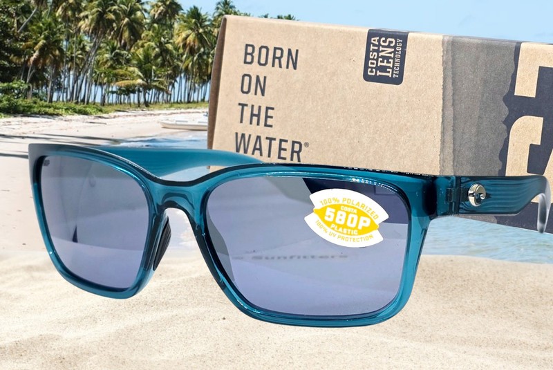 COSTA DEL MAR teal/silver mirror PALMAS polarized 580P sunglasses NEW IN BOX!