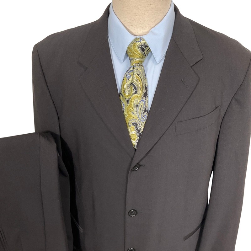 Donna Karan Signature Suit Mens 46R 35W 31L Black 3-Button Classic Minimalist