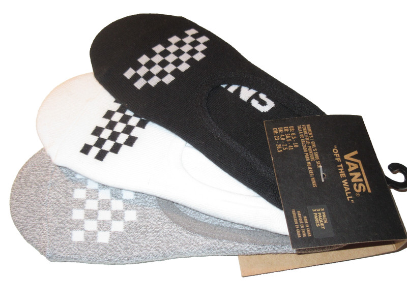 Vans Women's 3 pack No Show socks Checkerboard Black White Grey Size 6.5-10 NWT gallery