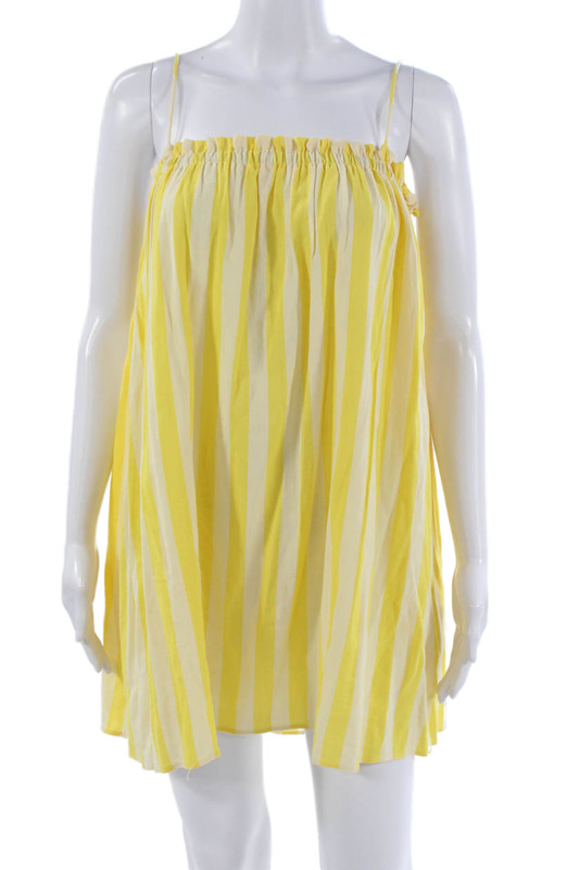 Show Me Your Mumu Women Yellow Cotton Sundress Square Neck Sleeveless Size M