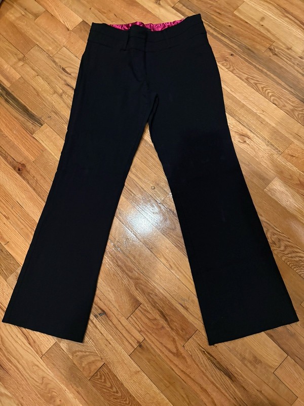 Black Dress Pants Bootcut Flat Front Zip Button Hook & Eye Women