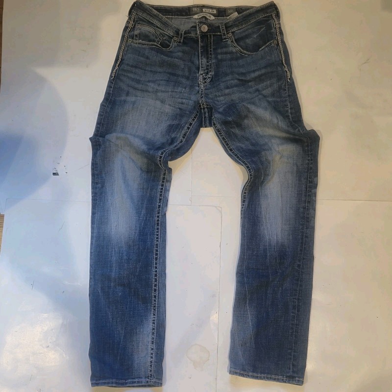 BKE Buckle Jeans Mens 32×34 Blue Nolan Straight Leg Stretch Dark Wash Denim