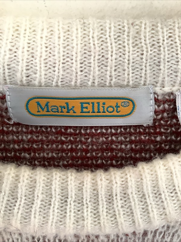 Vintage Mark Elliot Xl Leather Mohair Blend Aztec Tribal Mens Crew Sweater gallery