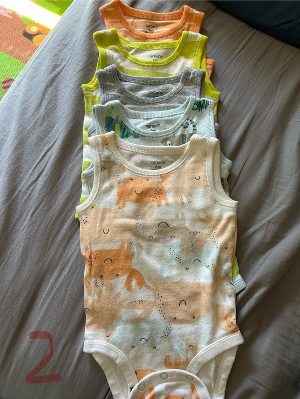 Lot Of 5 Carters Baby Sleeveless Bodysuits 6M