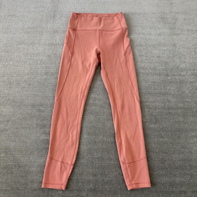 Lululemon In Movement 7/8 Tight Everlux Womens 4 Coral 25″ Inseam Stretch Yoga