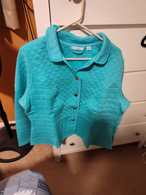 WOMENS ISAAC MIZRAHI QUILTED BUTTON FRONT JACKETS SIZE XL NEW A260885 AQUA OR…