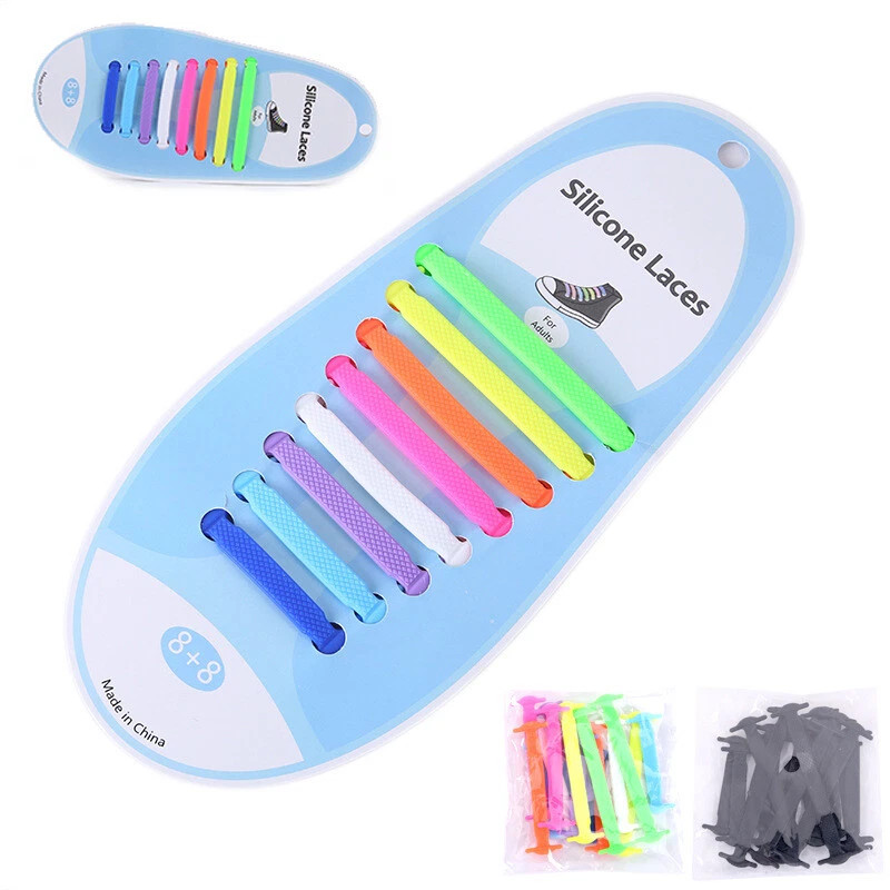 16-Pcs Elastic Silicone Shoe Laces Lazy No Tie Shoelaces For Men Women USA gallery