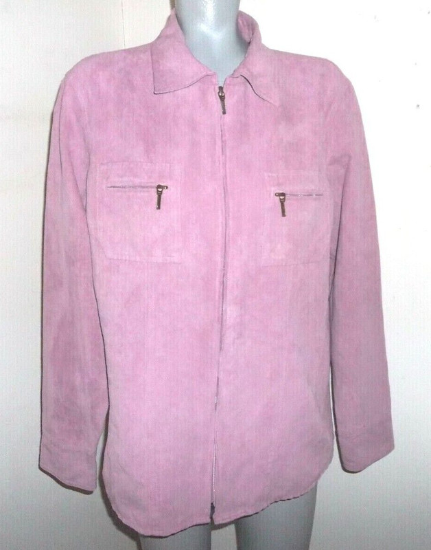 CATO, Pink Jacket Full Zipper & Pockets, Lightweight Soft Polyester Plus Size XL