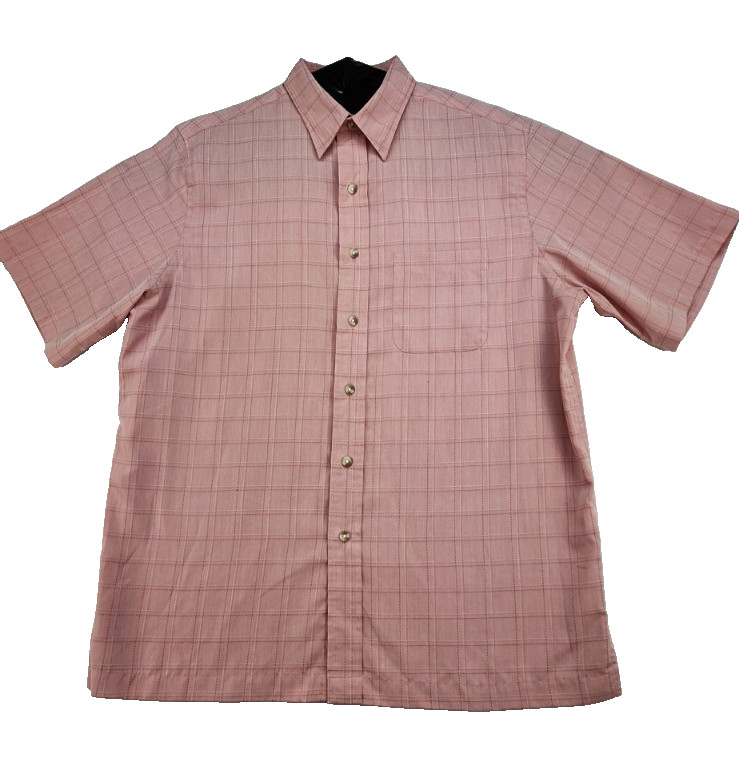 NEW Roundtree & Yorke Shirt Mens Large Button Up Modal Blend Pink Short Sleeve