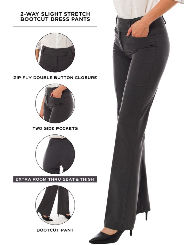 MixMatchy Relaxed Boot-Cut Stretch Office Pants Trousers Slacks gallery