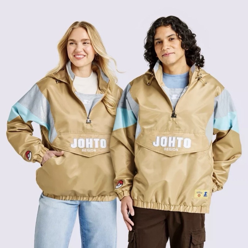 🔥Pokemon x Target Starter Pullover Jacket Gold JOHTO Region Size L ✅Preorder✅